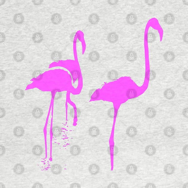 Minimalistic Three Flamingos Pink Silhouette by taiche